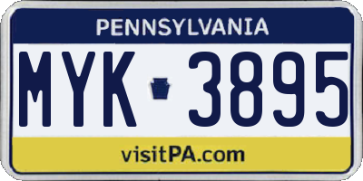 PA license plate MYK3895