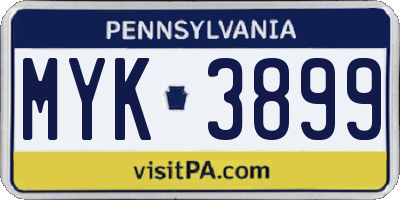 PA license plate MYK3899