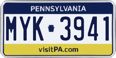 PA license plate MYK3941