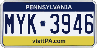 PA license plate MYK3946