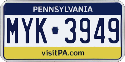PA license plate MYK3949