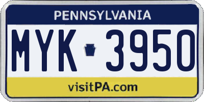 PA license plate MYK3950