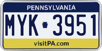 PA license plate MYK3951