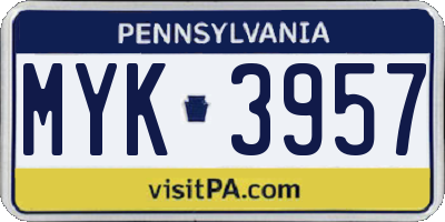 PA license plate MYK3957
