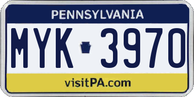 PA license plate MYK3970