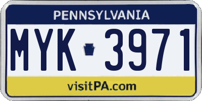 PA license plate MYK3971