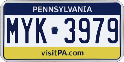 PA license plate MYK3979