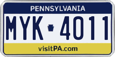PA license plate MYK4011