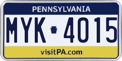 PA license plate MYK4015