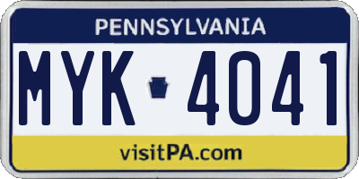PA license plate MYK4041
