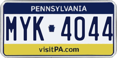 PA license plate MYK4044