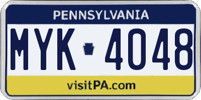PA license plate MYK4048