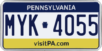 PA license plate MYK4055