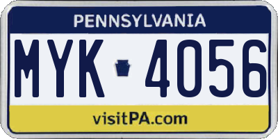 PA license plate MYK4056