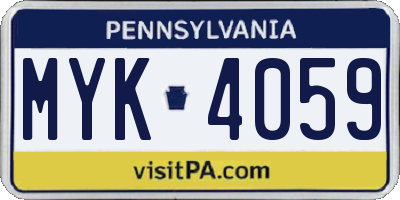 PA license plate MYK4059