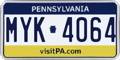 PA license plate MYK4064