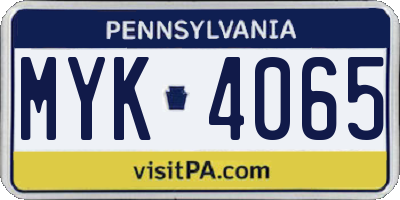 PA license plate MYK4065