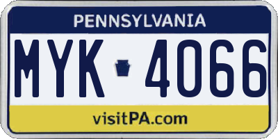PA license plate MYK4066