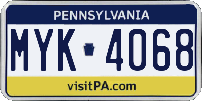 PA license plate MYK4068