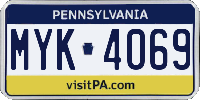PA license plate MYK4069