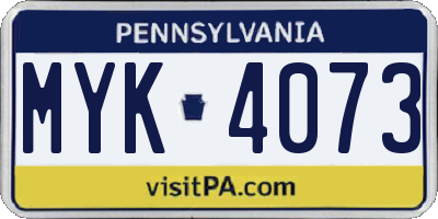 PA license plate MYK4073