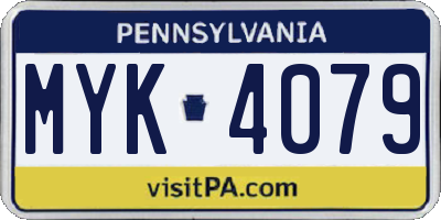 PA license plate MYK4079
