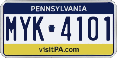 PA license plate MYK4101