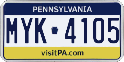 PA license plate MYK4105