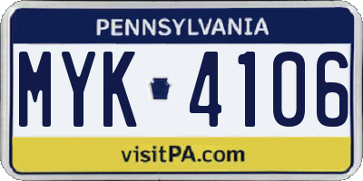 PA license plate MYK4106