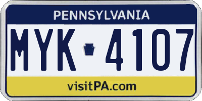 PA license plate MYK4107