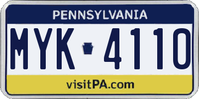 PA license plate MYK4110