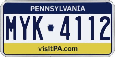 PA license plate MYK4112