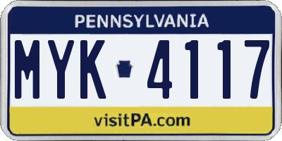 PA license plate MYK4117