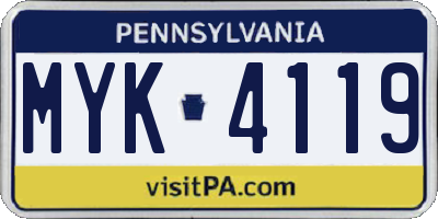 PA license plate MYK4119