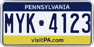 PA license plate MYK4123