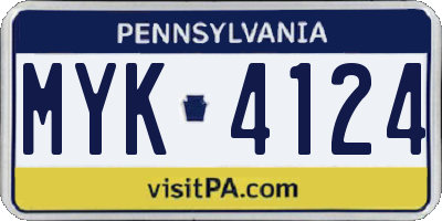 PA license plate MYK4124