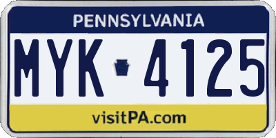 PA license plate MYK4125
