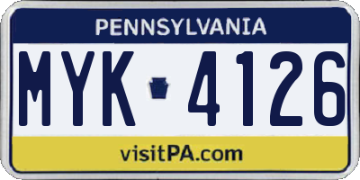 PA license plate MYK4126