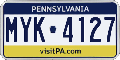 PA license plate MYK4127