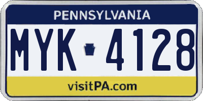 PA license plate MYK4128