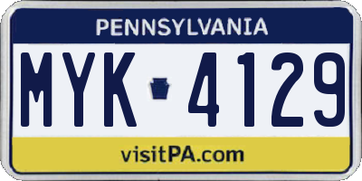 PA license plate MYK4129