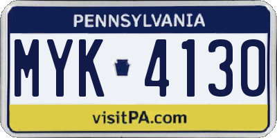 PA license plate MYK4130