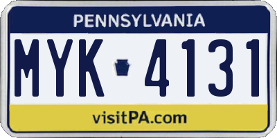 PA license plate MYK4131