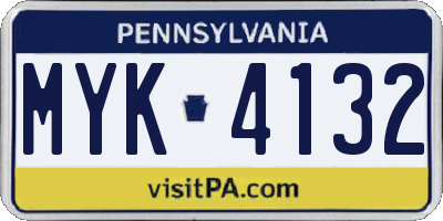 PA license plate MYK4132