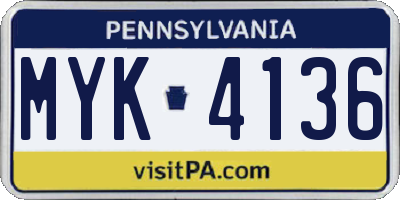PA license plate MYK4136