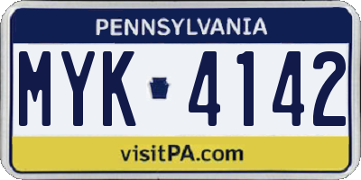 PA license plate MYK4142