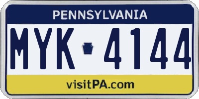PA license plate MYK4144