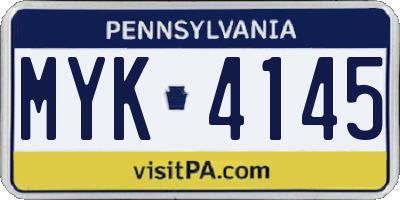PA license plate MYK4145