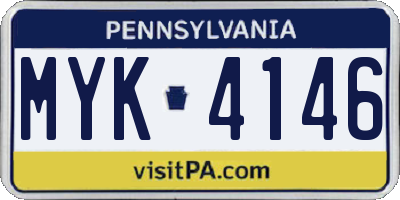 PA license plate MYK4146