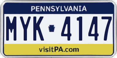 PA license plate MYK4147